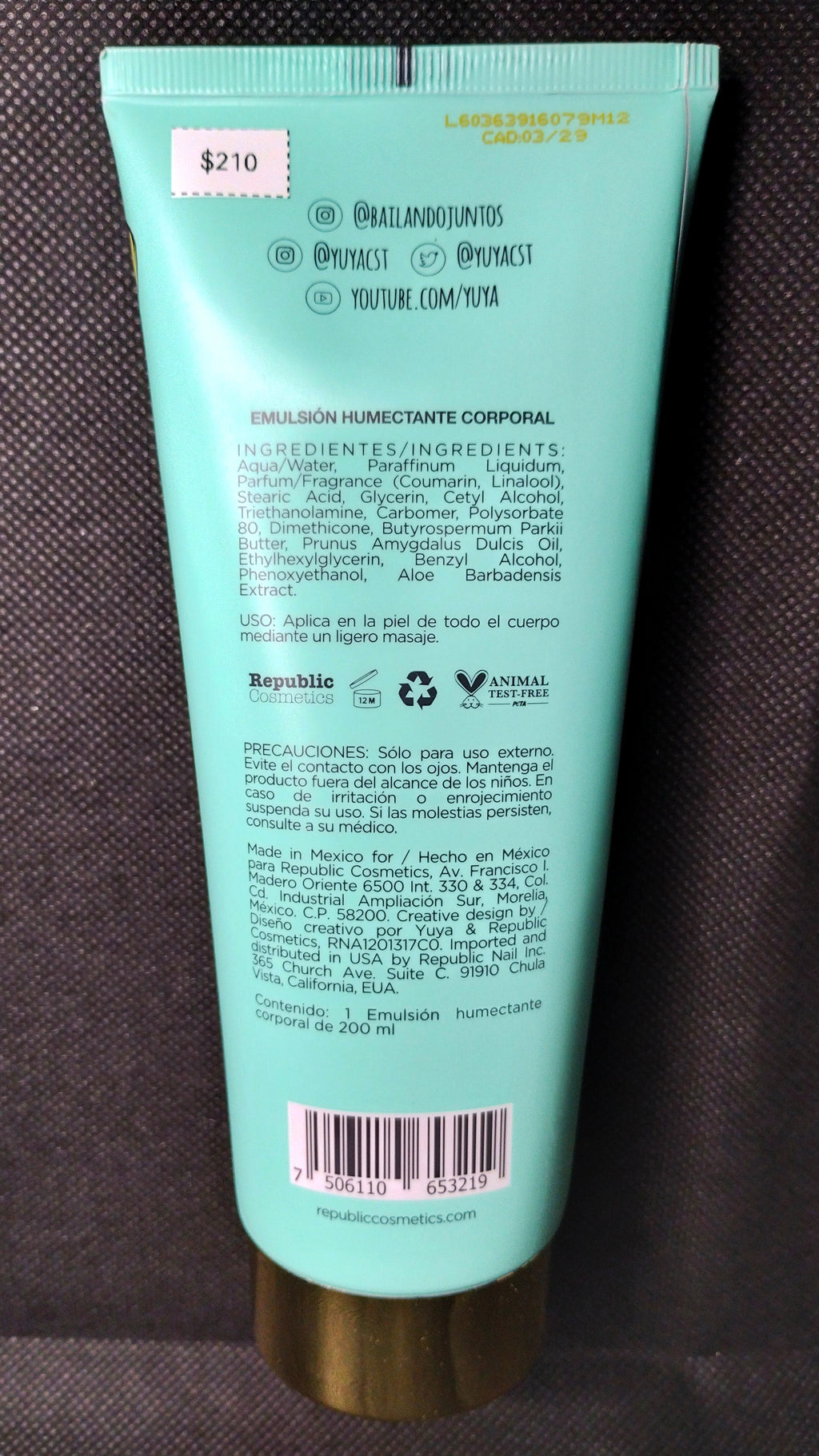Emulsión humectante corporal